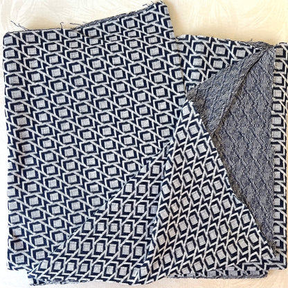 Navy Geometric Double-Knit Fabric