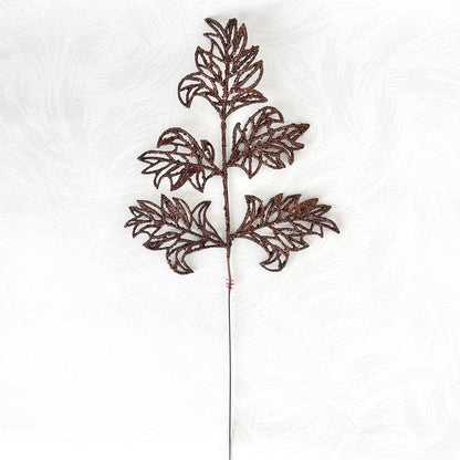 Glitter Lace Holly Leaf Spray - Multiple Colors