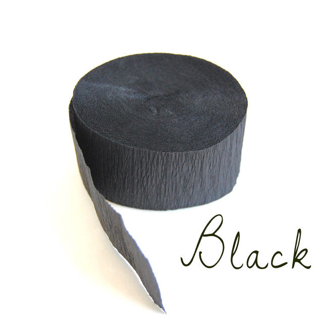 Black Crepe Paper Streamer, 175-Ft. x 1.75-In.