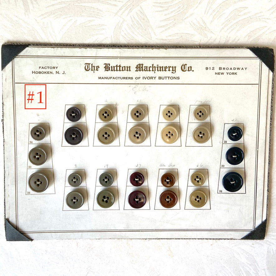 Button Salesman Sample Cards - White with Corners - The Button Machinery Co.