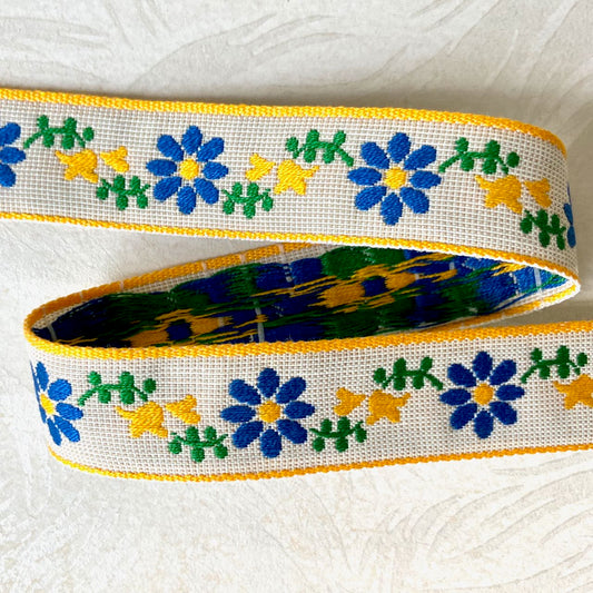 Daisy_Jacquard_Ribbon_Blue_Yellow