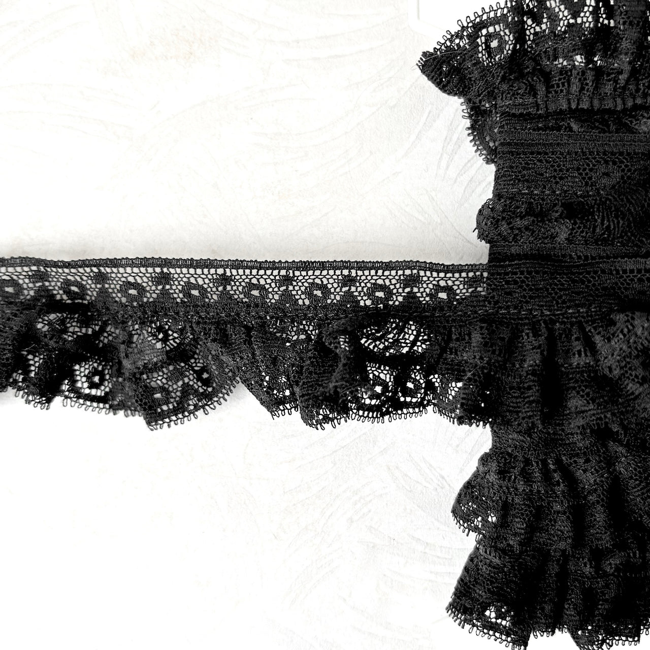 Double Ruffle Black Cotton Lace – Rose Mille