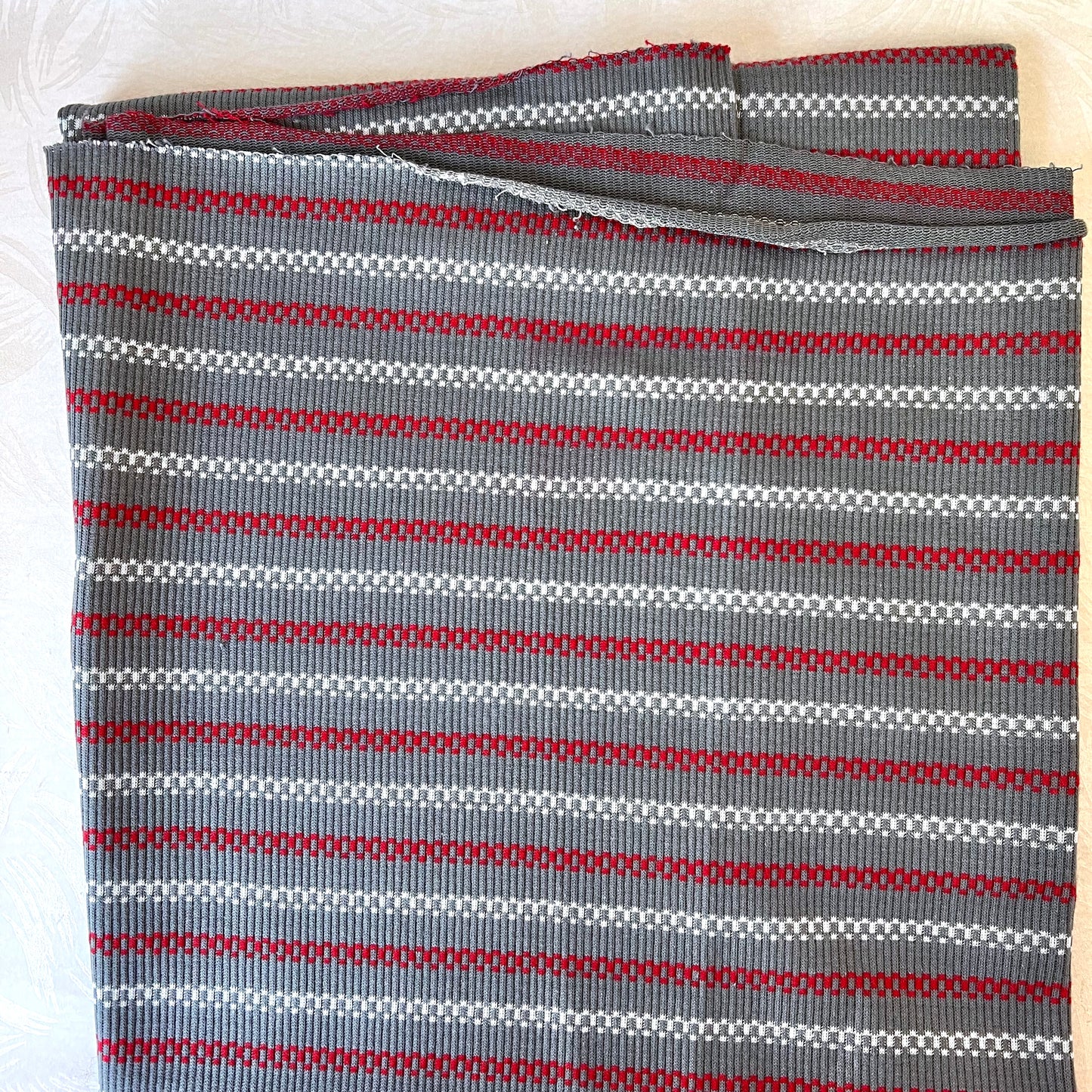 Striped Ribbed Double-Knit Fabric