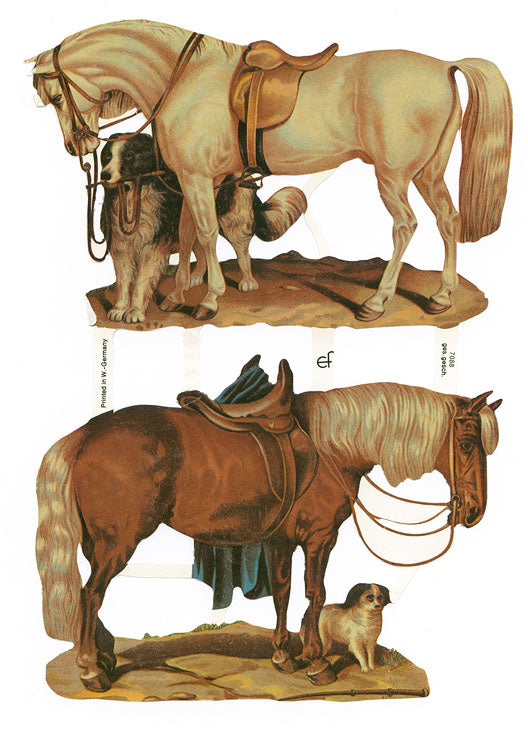 Horses & Dogs, Vintage Scrapbook Picture