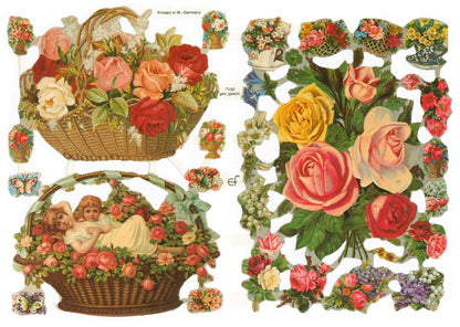 Scrapbook Pictures, Vintage, Baskets of Roses