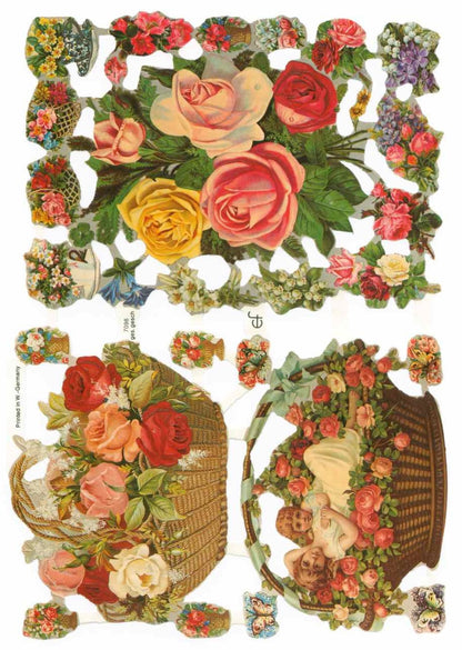 Scrapbook Pictures, Vintage, Baskets of Roses