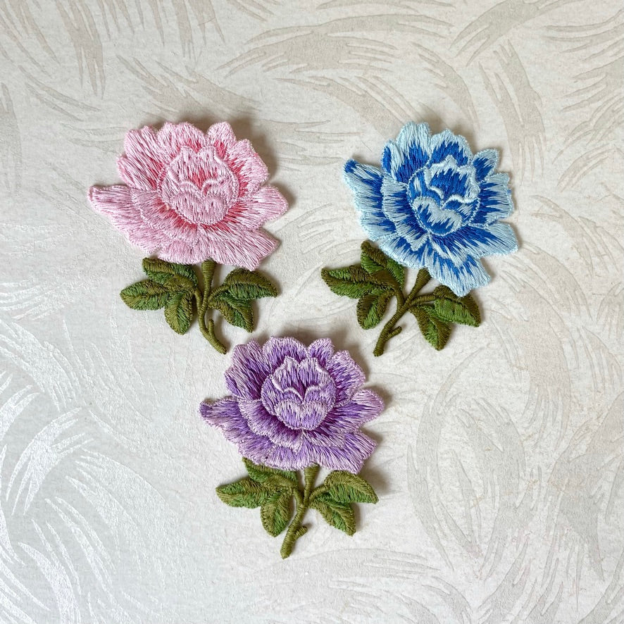 Large Stitched Rose Applique - Multiple Colorways