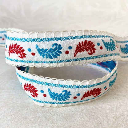 Feather_Jacquard_Ribbon_Blue_Red
