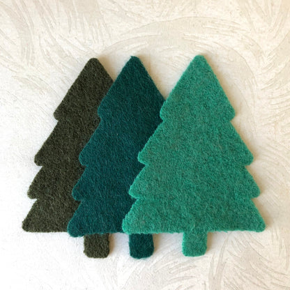 Pine Trees Felted Wool Shapes