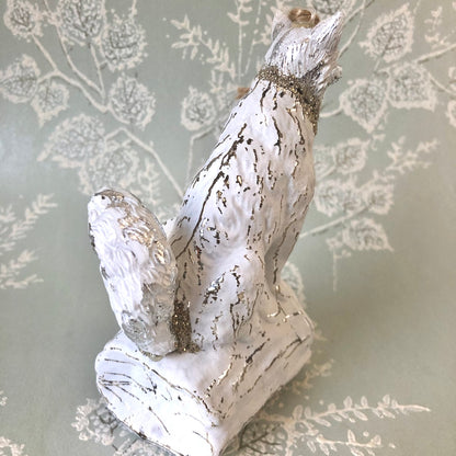 Woodland Fox and Rabbit Glass Ornament