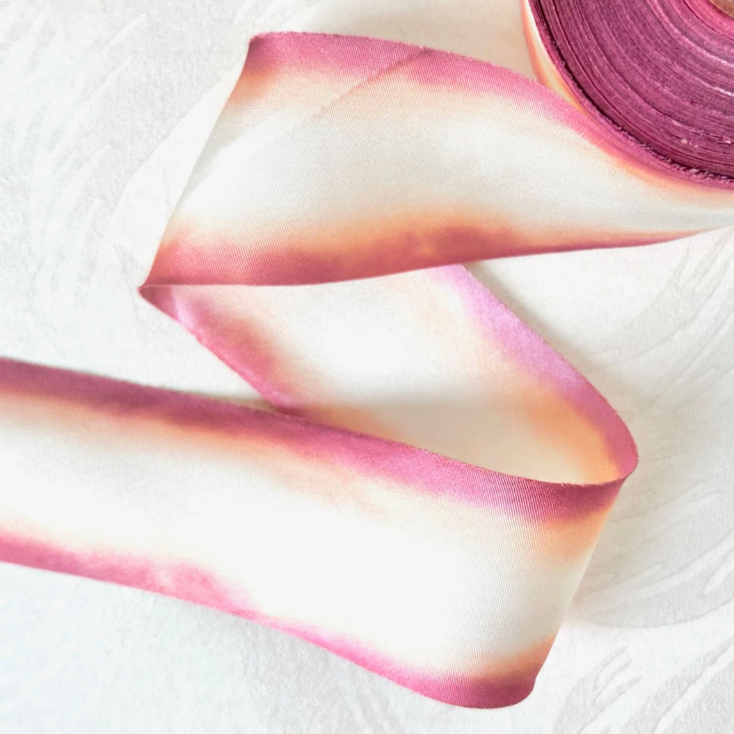 Painted Satin Ribbon Hand Dyed Silk Satin Ribbon – Rose Mille