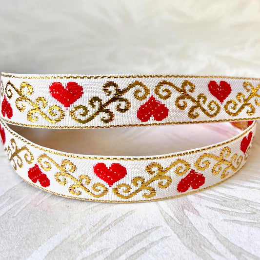 Two of Hearts Ribbon , HERZILEIN Jacquard ribbon made in Germany