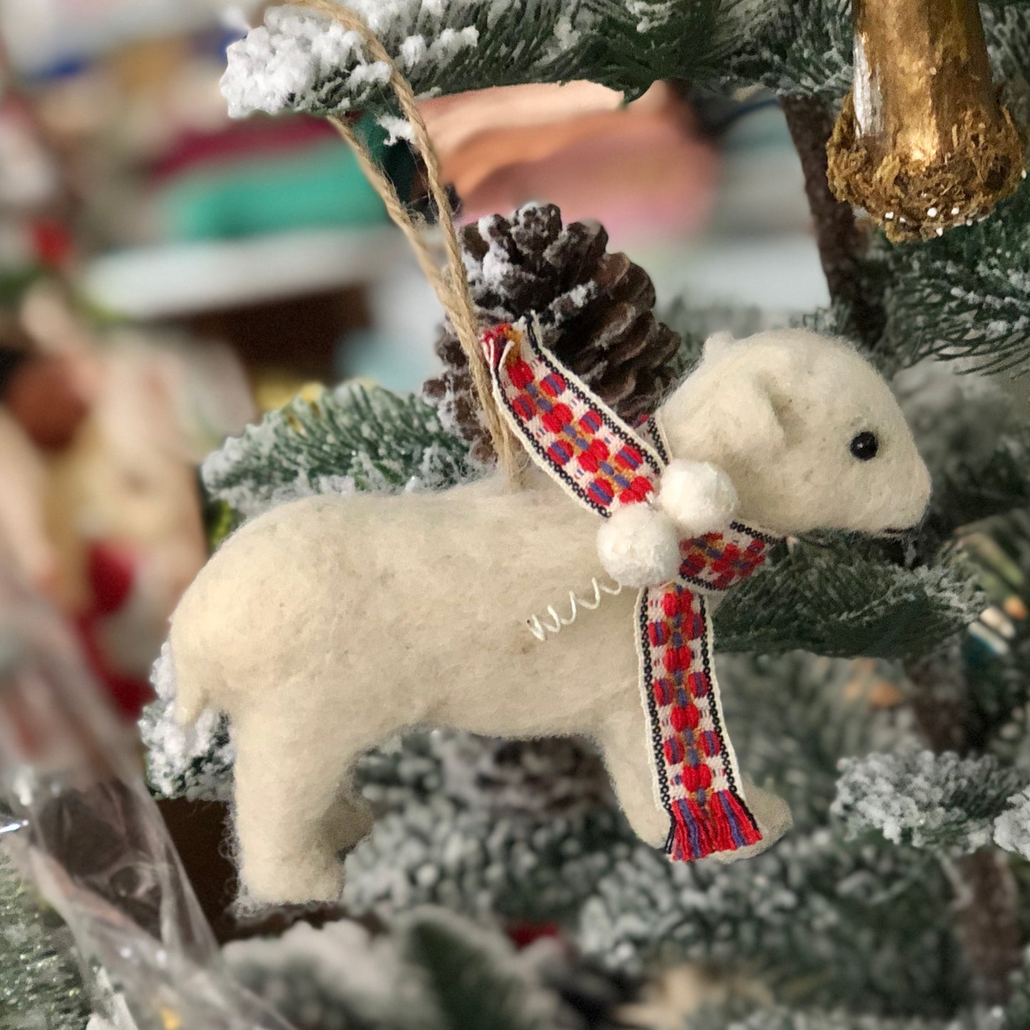 Young Polar Bear Wool Felted Ornament