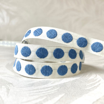 Narrow Embroidered Dots Ribbon - Multiple Colorways