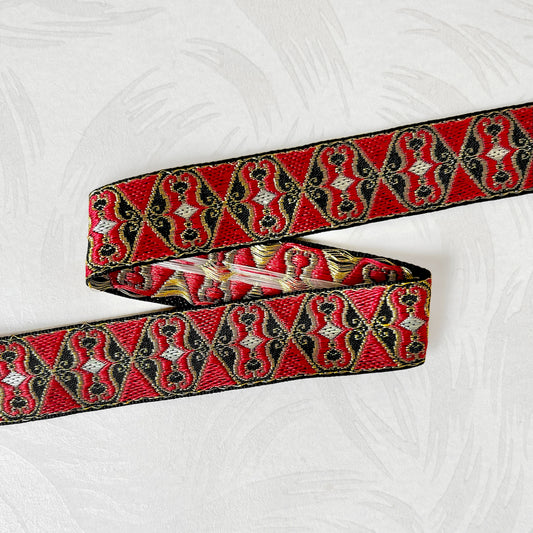 Red and Black German Jacquard Ribbon - 1.375 - Jacquard - Ribbons