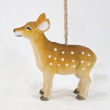 Carved Wooden Fawn Ornament
