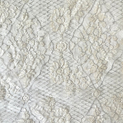 Alencon Lace Fabric - Ivory Silver