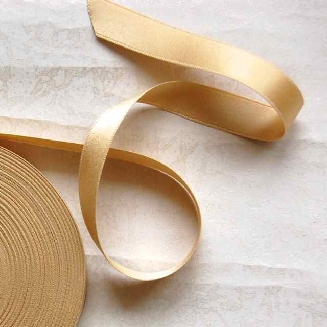Pale Gold Double Face Silk Satin Ribbon 36mm - Renaissance Fabrics