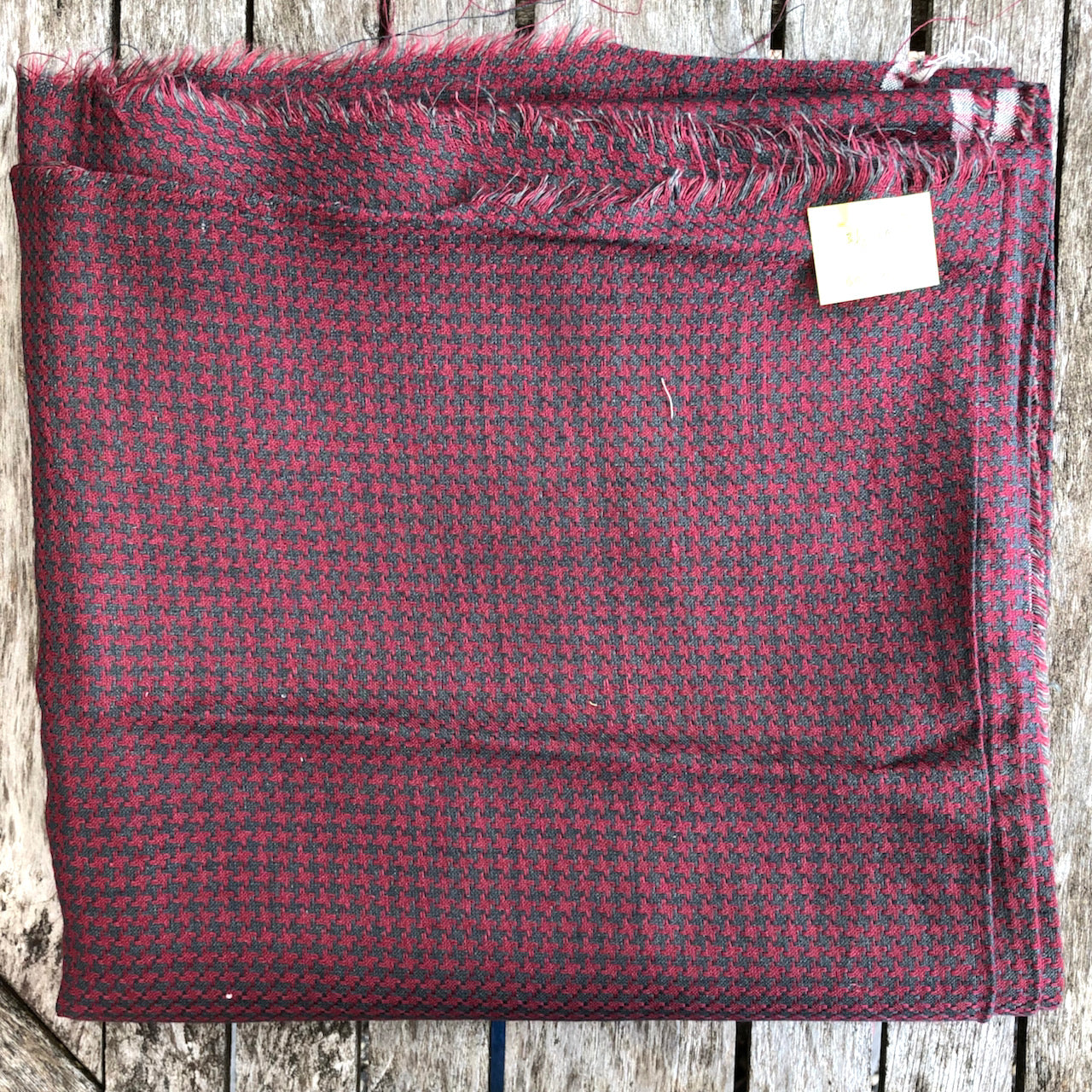 Linen & Cotton Houndstooth Fabric - Vintage