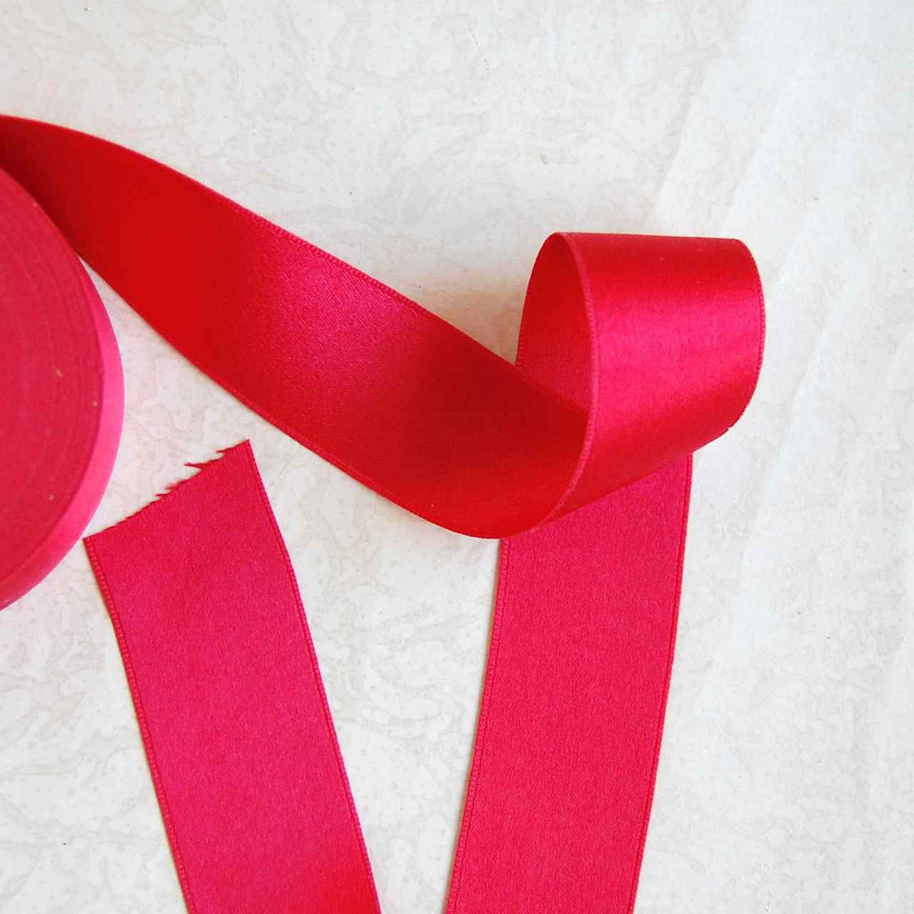 100% Silk Double Faced Satin Ribbon, White, 1 inch • Promenade