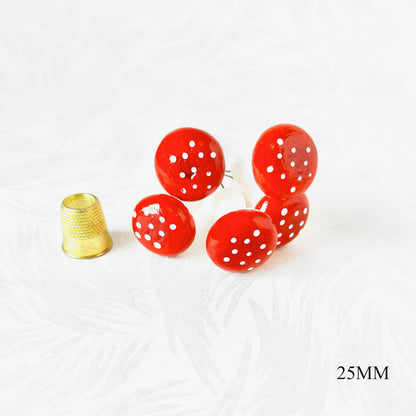 Red Spun Cotton Mushrooms - Multiple Sizes