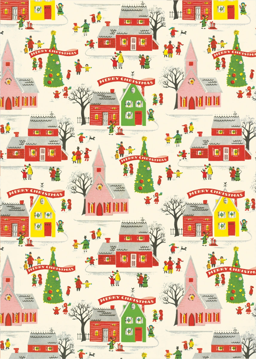 Christmas Village Cavallini Wrap & Poster