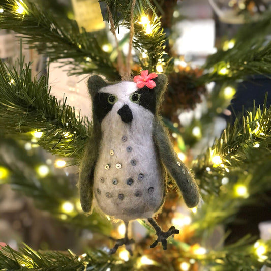 Felted Owl Ornament